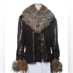 St. John Couture by Marie Gray Vintage Jacket with Fox Fur Trim Size 12